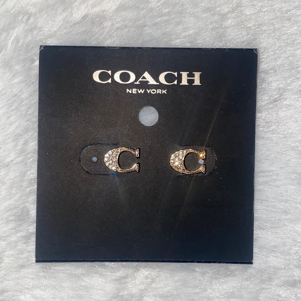 Coach. Gold Signature Stud Earrings